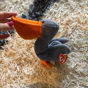 Ty Beanie Babies Gray & Orange Pelican Plush Toy